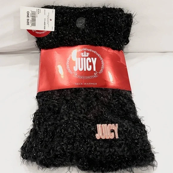 Juicy by Juicy Couture Neck Warmer Scarf in Black Sparkle Metallic NWT - Picture 2 of 3